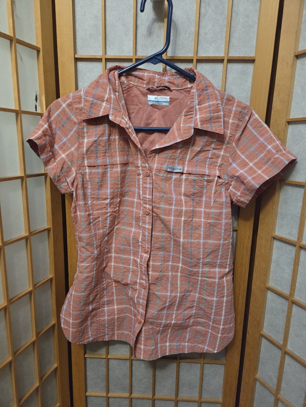 Columbia Sportswear Pink Plaid Short Sleeve Button Down Size XS